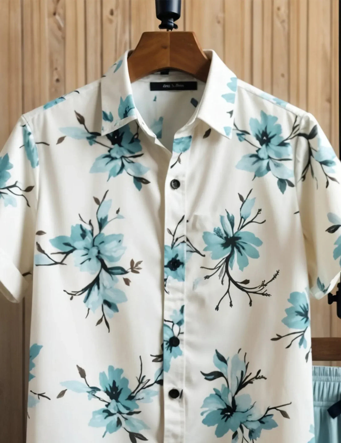 Men's Light Blue Floral Print Shirt & Shorts Set ? Casual Summer Beachwear 2-Piece Outfit