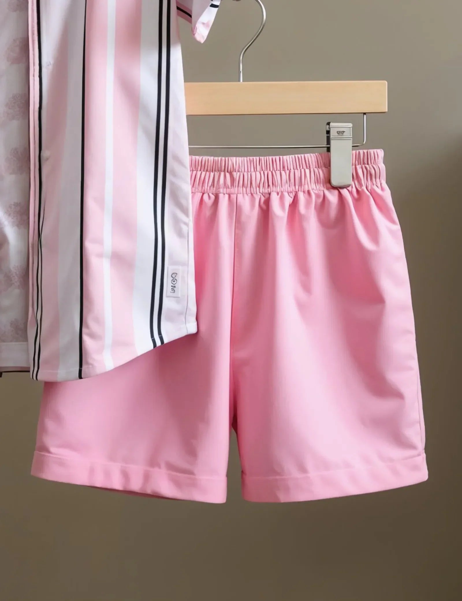 Men's Pink Striped Shirt & Shorts Set ? Stylish Summer Two-Piece Outfit