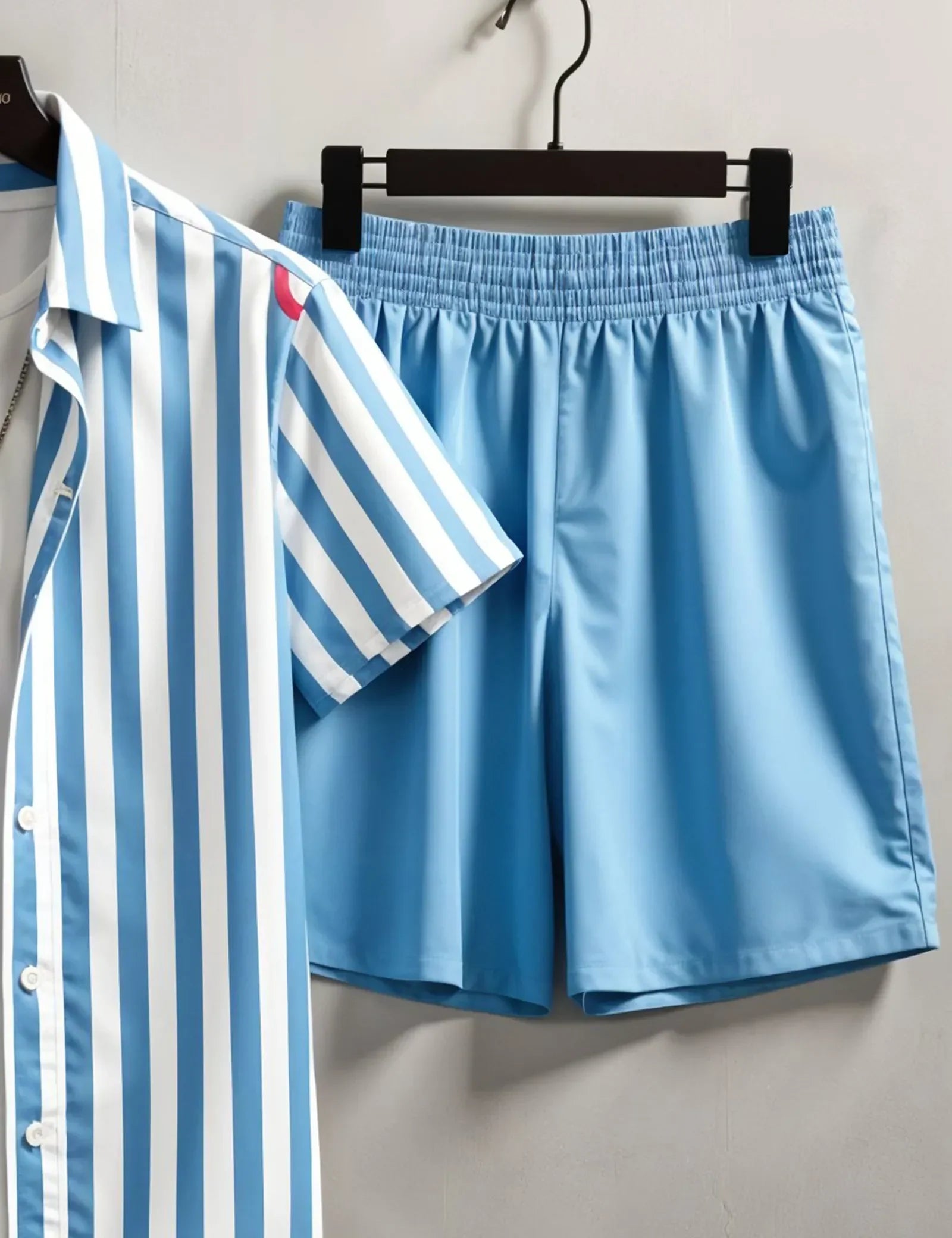 Men's Flamingo Print & Striped Shirt with Shorts Set ? Fun Tropical Summer Outfit