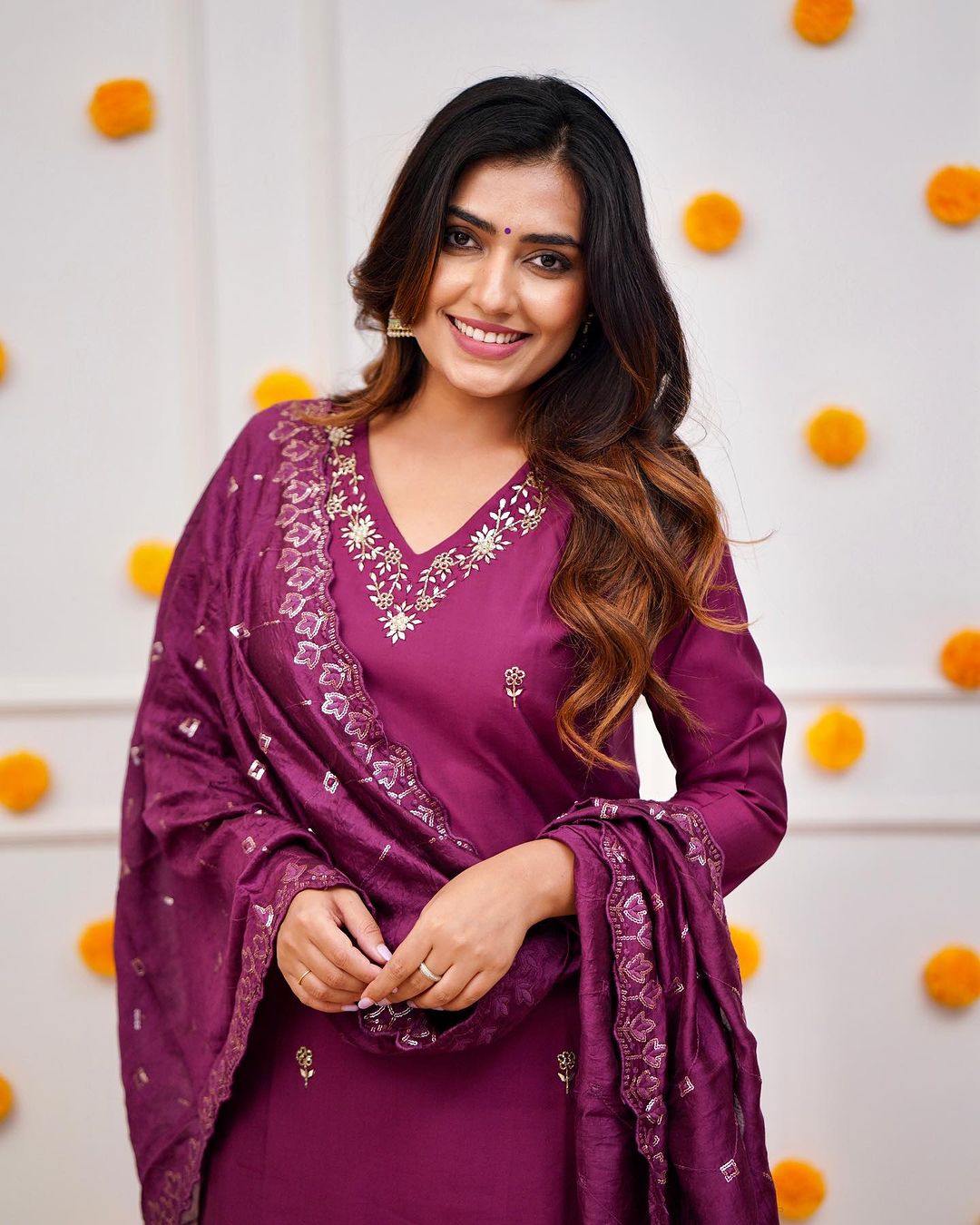 Embroidered Straight Kurti with Pants & Dupatta