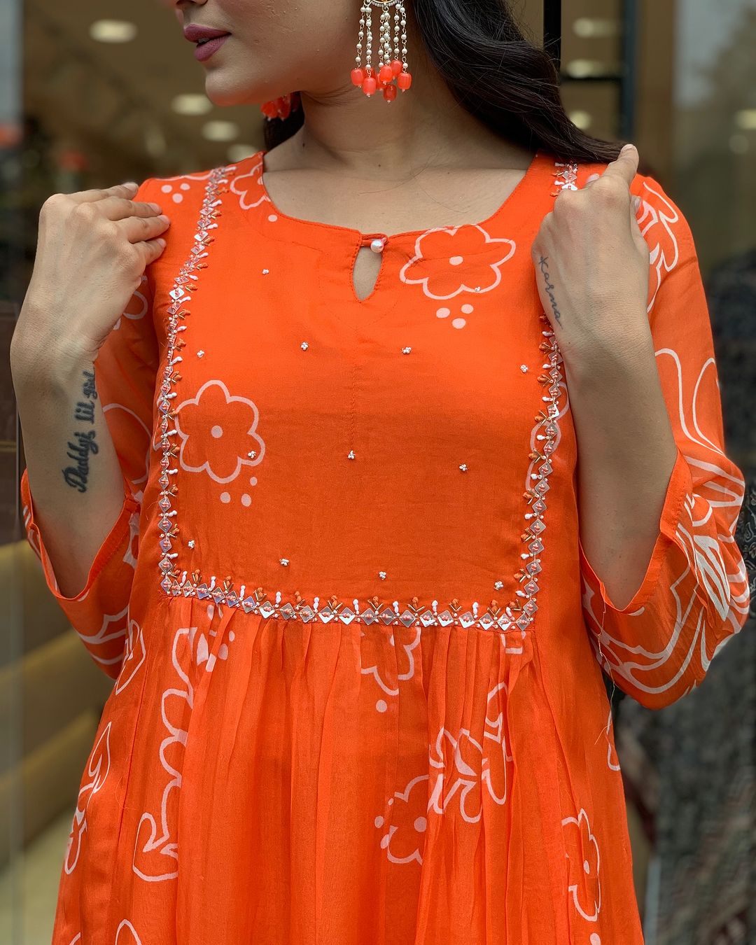 Embroidered Straight Kurti Set