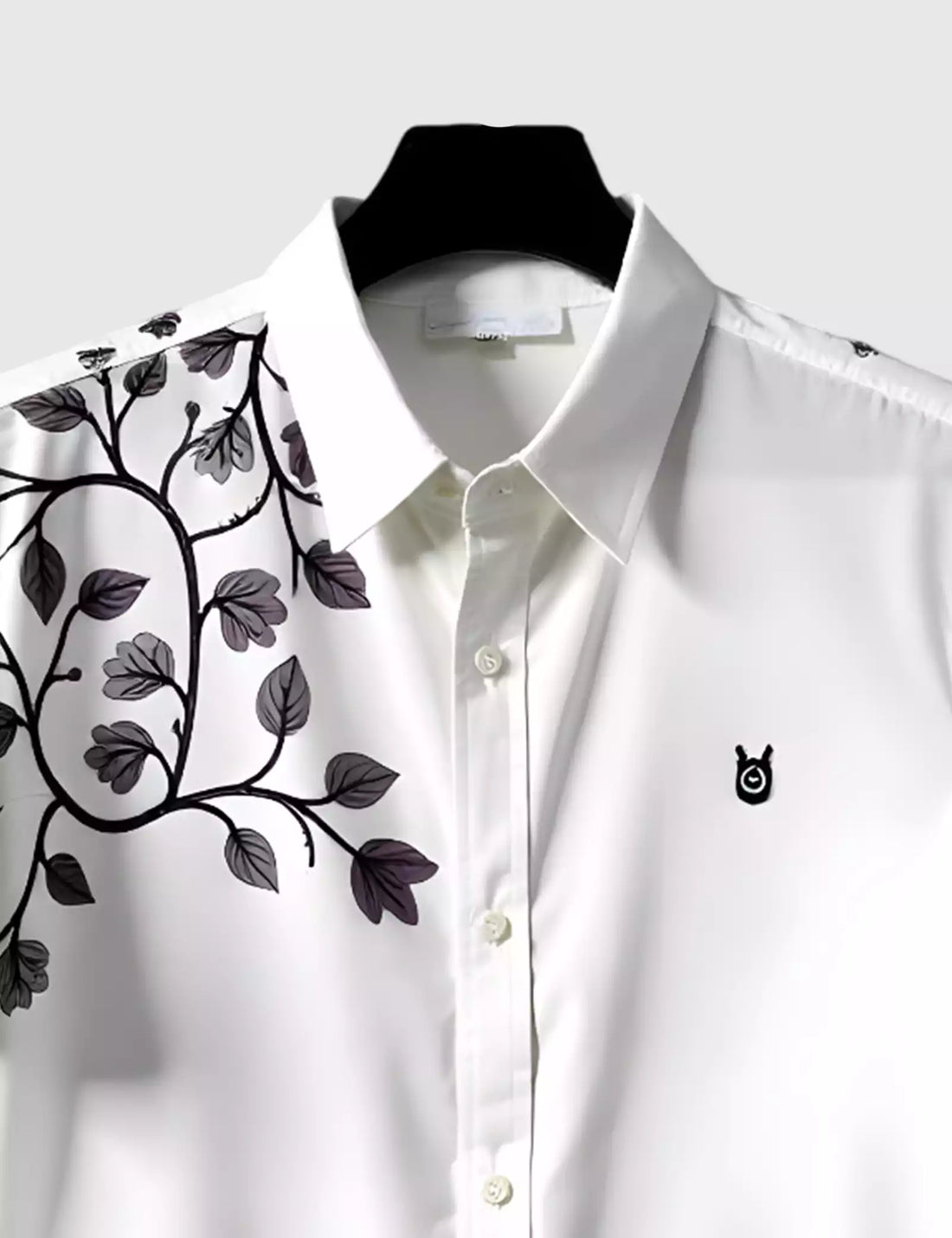 White Leafs Printed Men's Shirt Half Sleeves Exclusive Summer Edition