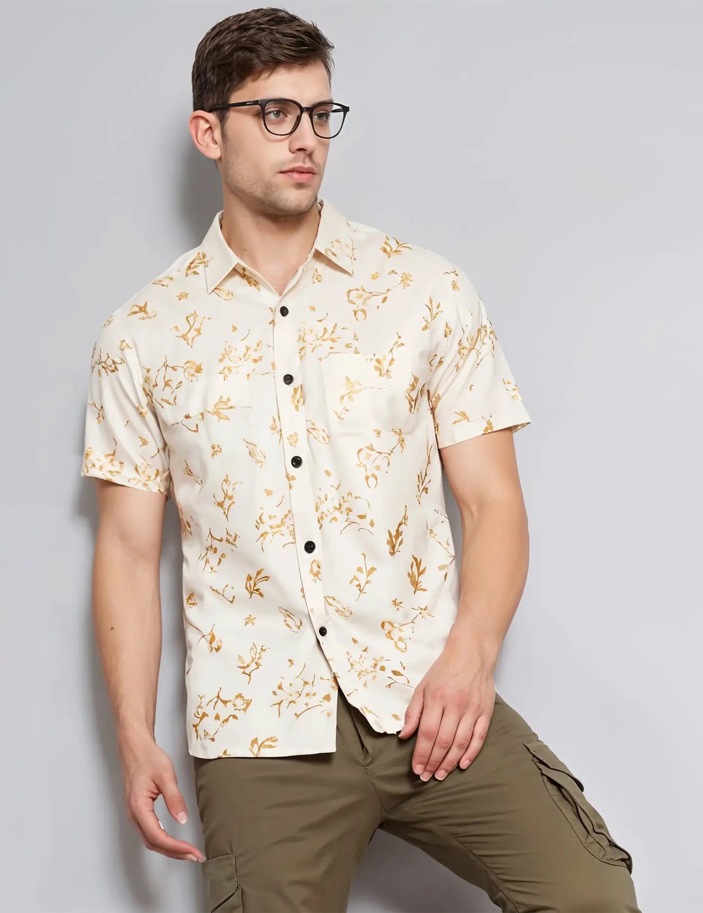 Summer Brown Patch Men's Shirt Half Sleeves Exclusive Summer Edition