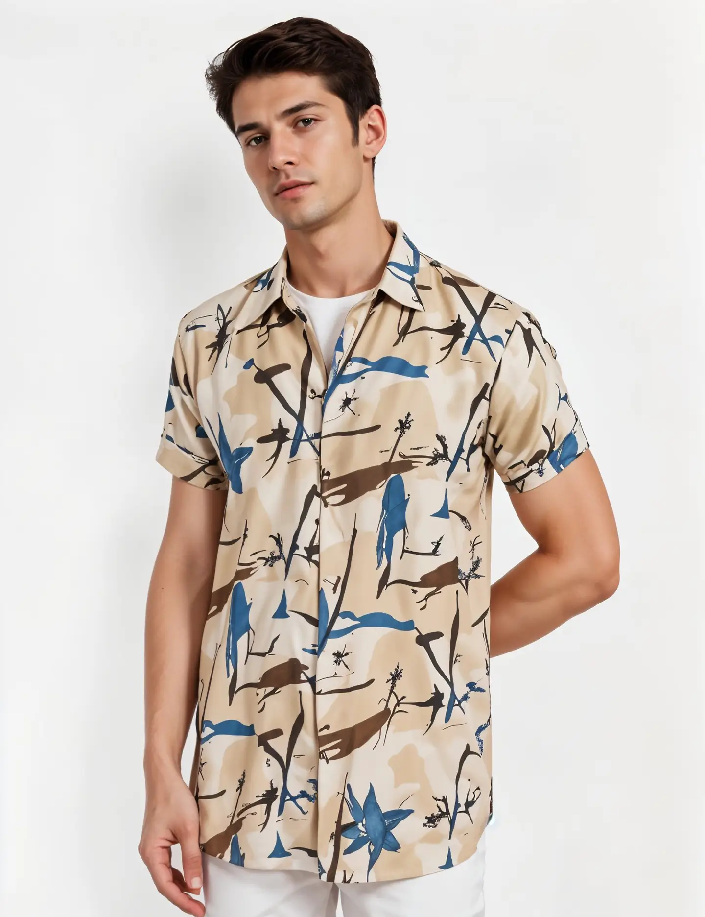 Rough Painting Men's Shirt Half Sleeves Exclusive Summer Edition