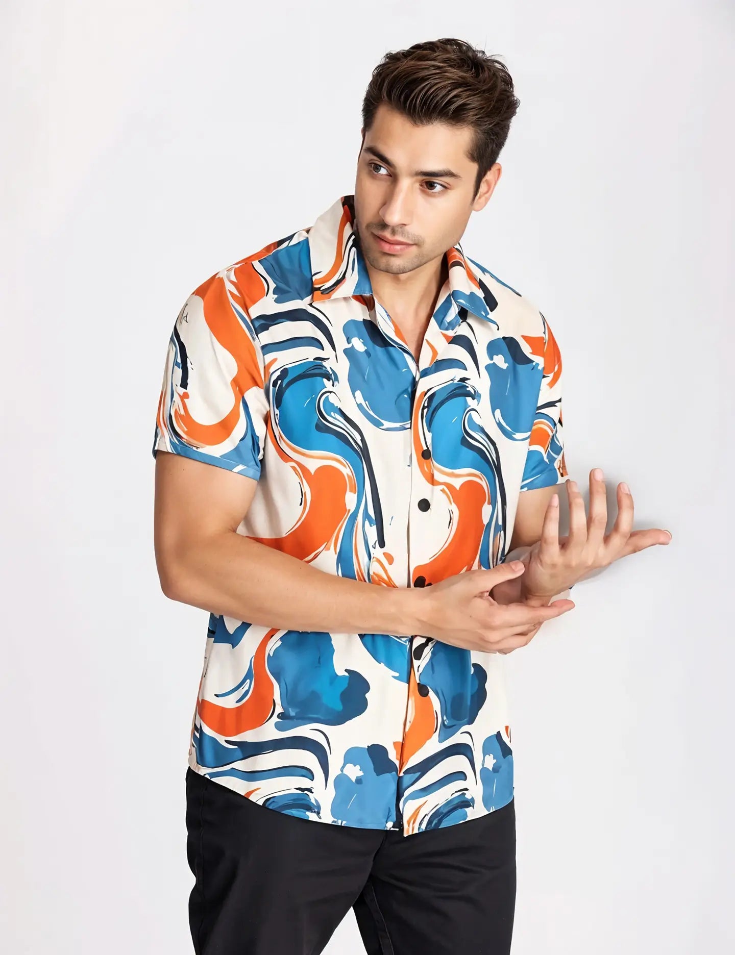 Summer Color Mix Pattern  Men's Shirt Half Sleeves Exclusive Summer Edition